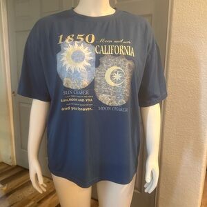 SHEIN Blue Graphic Short Sleeve Tee